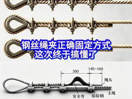钢丝绳夹正确固定方式,这次彻底搞懂了 #建筑工程#土木工程#监理#工地安全#安全生产月