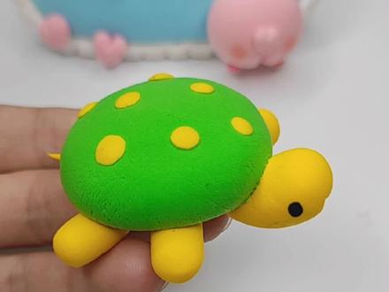 小乌龟,爬啊爬~~这么简单的粘土教程,你学会了吗?#手工 #粘土 #彩泥 #粘土教程 #创意手工 #可爱