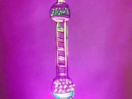 东方明珠,上海地标象征#儿童画 #一起学画画 #儿童简笔画