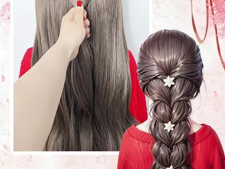 元旦晚会就扎这款纹理感麻花辫,简单好看又百搭,发量少的公主们也能轻松拿#纹理感麻花辫 #公主编发 #编发简单易学 #雪花发夹 #手残党也能学会的发型