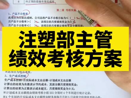 注塑部主管绩效考核方案,注塑部主管岗位职责,注塑车间绩效考核方案范本,注塑部门绩效考核方案#注塑部主管绩效考核方案 #注塑车间绩效考核方案 #注塑部主管岗位职责 #注塑部主管经理绩效考核办法