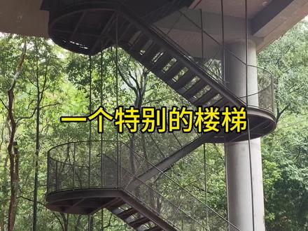 一个特别的钢楼梯 靠钢筋棒上下拉结,把#钢楼梯 挂在半空。