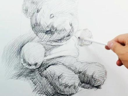 素描基础教学:毛绒小熊的画法!#素描 #色彩#速写#零基础学画画 #艺考 #美术生