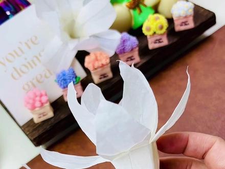 春天怎么能少了玉兰花呢?改良版简单教程~#手工折纸 #手工 #折纸 #春天的味道 #玉兰花