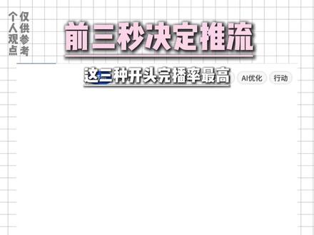 前3秒的重要性 03-前三秒决定推流,这三种开头完播率最高#TikTok#学习资料