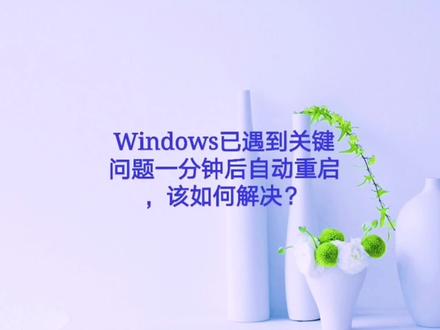 开机出现:Windows已遇到关键问题一分钟后自动重启