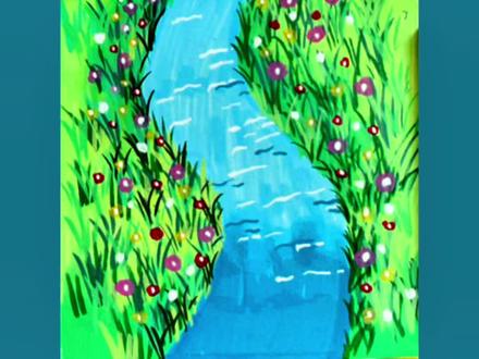 一看就会的河边小画#绘画教学 #手绘教程 #画画其实很简单 #画画