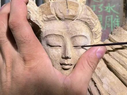 木雕仕女开脸#木雕制作过程 木雕工艺品#民间手艺人