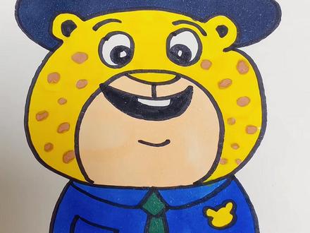 画可爱豹子警官#简笔画