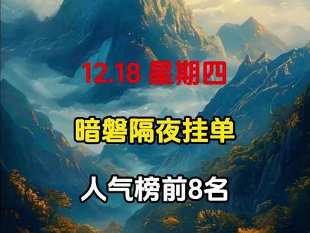 12.18日,隔夜挂单人气榜