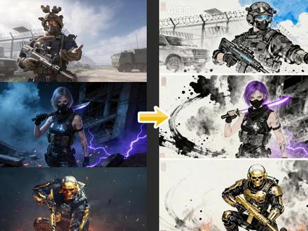 世界上有3个我,水墨风人物三拼教程 #世界上有三个我 #这个世界有三个我 #这个世界有三个我制作教程 #剪映图片设计 #水墨画