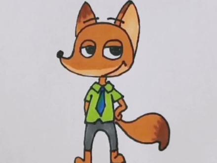 一起画一个狐尼克#可爱 #一起学画画 #儿童简笔画 #简笔画教程