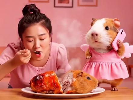 原来烤猪妞这么好吃啊#猪妞#闺蜜#搞笑#抽象#大橘猫