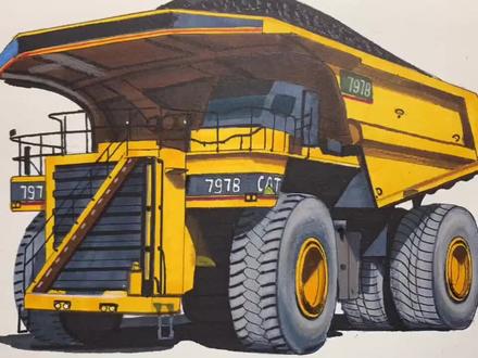 画了一个卡特彼勒卡车,世界上最大卡车之一 #抖音卡车#卡特彼勒797 #马克笔手绘 #世界最大卡车