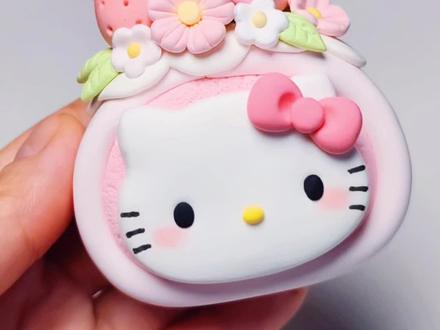 黏土教程~敲简单kitty草莓樱花蛋糕卷 #手作diy #超轻粘土手工 #亲子手工 #粘土教程 #亲子手工