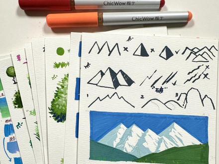 一分钟丙烯马克笔保姆级远山教程 #丙烯马克笔 #零基础学画画 #绘画教程 #一起学画画