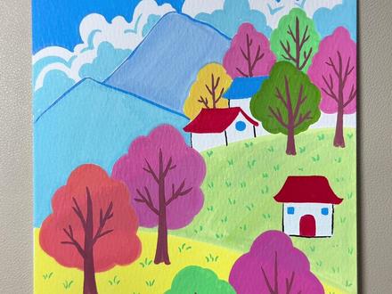 我觉得春天是五颜六色的,你觉得春天是什么色呢?#春天的色彩 #跟着抖音学画画 #创意美术 #春天主题画 #慕多星丙烯马克笔