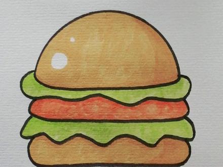 【形状系列】用半个圆画一个汉堡~看着很想吃的样子~@抖音小助手 @抖音青少年 #简笔画 #手绘 #画画 #汉堡