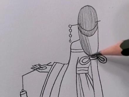 古风美女背影#画画 #简笔画@抖音小助手