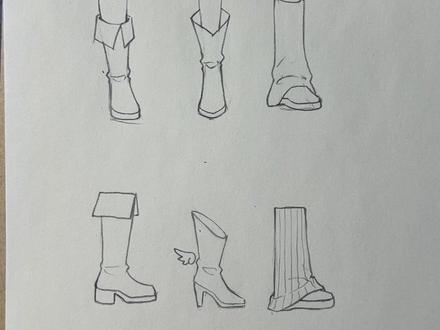 0基础绘画教学,靴子绘画教程,还有侧面#一起学画画 #零基础学画画 #绘画教程