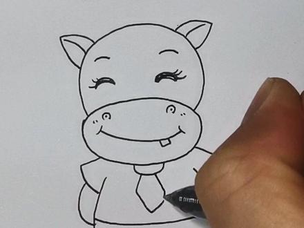 30秒学会画水牛#简笔画#遇见奶牛全家不愁