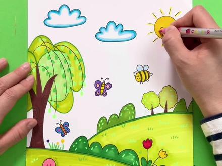简单好看的春天主题创意画,快收藏起来,和孩子一起画吧!#春天主题画 #拥抱春天主题画 #儿童简笔画 #创意简笔画 #幼儿创意美术