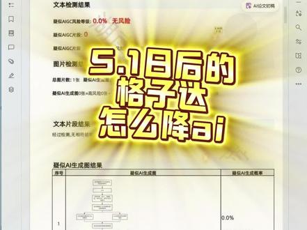 5月8日 5.1日以后的格子达怎么降AIGC宝子们我找到降AIGC的方法了#格子达ai高风险 #格子达高风险 #格子达 #格子达ai检测 #降AIGC