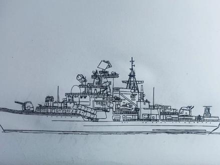 俄海军现代级导弹驱逐舰手绘