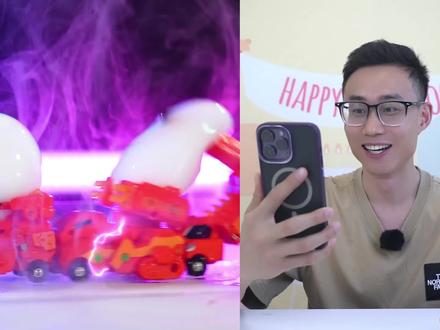 奇葩变形汽车玩具!跑车相撞直接变霸王龙!那撞坦克会变三角龙吗 #变形玩具 #超变兽车侠 #玩具