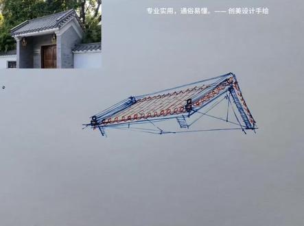 古建筑屋顶设计。#古建筑之美 #手绘 #画画 #建筑手绘教程