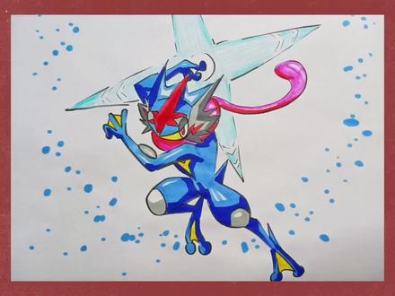 【宝可梦】绘画教程画一只帅气的甲贺忍蛙。#画画#绘画教程 #宝可梦#甲贺忍蛙#神奇宝贝