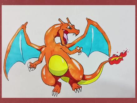 喷火龙绘画教程。#宝可梦#神奇宝贝#喷火龙#画画#绘画教程