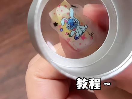 萌系史迪仔美甲教程!3步get手残党痛甲款#新手美甲教程 #美甲教程 #印花美甲#美甲钢板 #手绘美甲