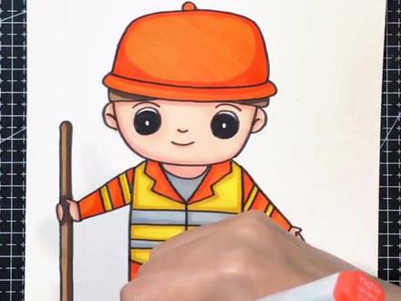 最简单的环卫工人儿童画🧹#儿童简笔画 #创意儿童画