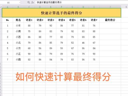 #抖音小助手 #excel技巧 如何快速计算最终得分