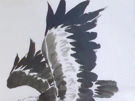 #国画 老鹰展翅飞~#一起学画画