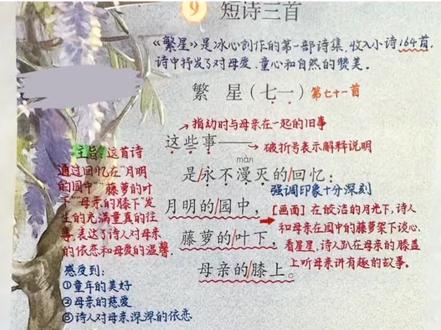 四年级语文下册《繁星》 #语文#语文笔记#诗歌 短诗三首《繁星》七一《繁星》一三一《繁星》一五九《繁星》