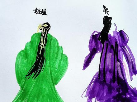 和姐姐比赛画古风美女 #简笔画