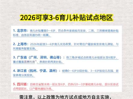 2026育儿补贴延长到6岁是真的吗?最新地区明细#育儿补贴 #育儿补贴延长#育儿补贴新政策 #天津育儿补贴