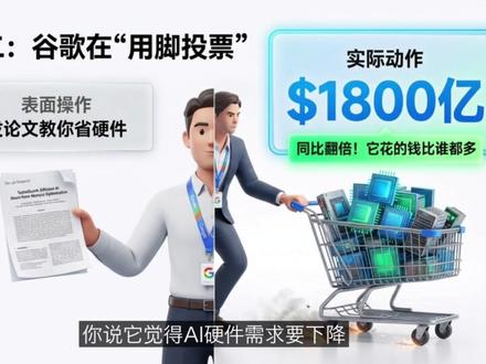 谷歌一篇论文蒸发1000亿,AI芯片牛市被按下暂停键 美光8天暴跌超20%,三星SK海力士全线崩盘。谷歌TurboQuant把AI内存需求砍到六分之一,但三大投行都说市场反应过度了。AI投资的新规律:AI优化了什么,什么就先跌一轮。#美光 #谷歌 #TurboQuant #AI芯片 #半导体