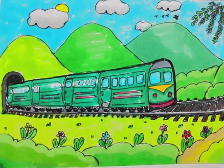 跟着视频学画画,画绿皮火车!春季坐上绿皮火车去旅游吧! #画火车 #画绿皮火车 #火车 #绿皮火车 #画春天 #春季出游 #春季主题画 #画春天 #老火车