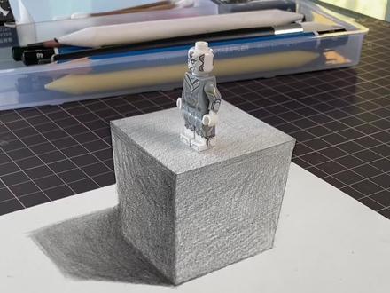 画一个3D正方体#胡瑞松#艺向画室 #画仓美术 #素描基础 #素描石膏体 #正方体