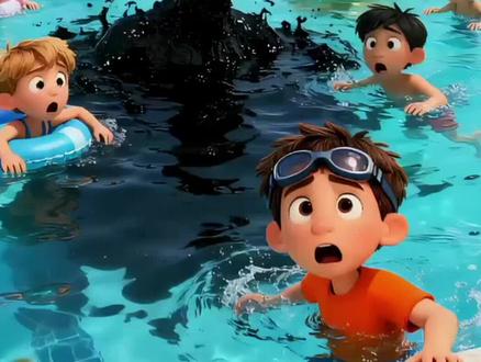 游泳池水里有啥东西。#儿童动画 #搞笑视频#沙雕动画#动漫