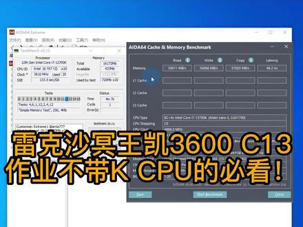 雷克沙冥王铠3600特挑B DIE C13作业,12代CPU不带K最好的选择之一!性价比拉满!#diy电脑 #雷克沙内存条