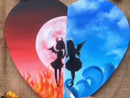 恶魔天使,天堂还是地狱,是善还是恶,不过一念之差#油画