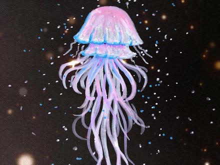 教你们用丙烯马克笔画发光水母!#简笔画 #跟着抖音学画画 #丙烯马克笔 #水母画法 #画水母