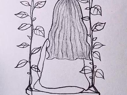 秋千女孩背影这样画好看。#手绘 #简笔画 #画画