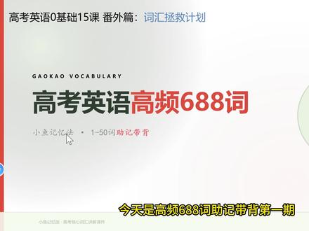 词汇拯救计划之688带背篇:第1集 #英语 #高考英语 #高考 #单词 #单词速记
