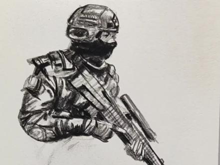 画一位帅气的特警#速写#绘画#手绘#画画