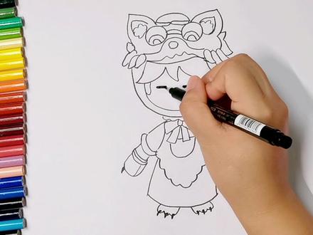 彩铅简笔画,卡通画迷你世界狼少年,爱演童画故事的主角